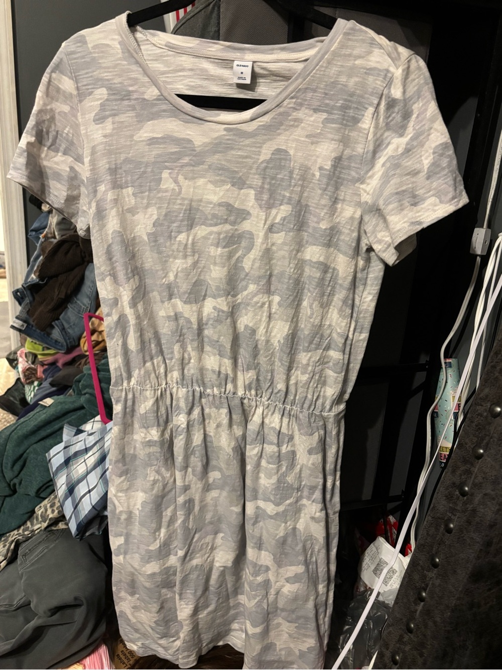 Women’s Light Gray Camo Short Sleeve Dress